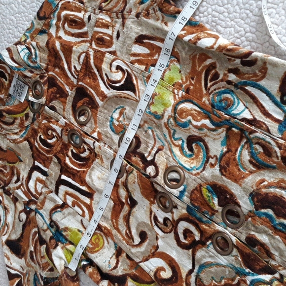 Parsley & Sage Medium Green Brown Abstract Print Grommet Lightweight Jacket - Picture 6 of 16